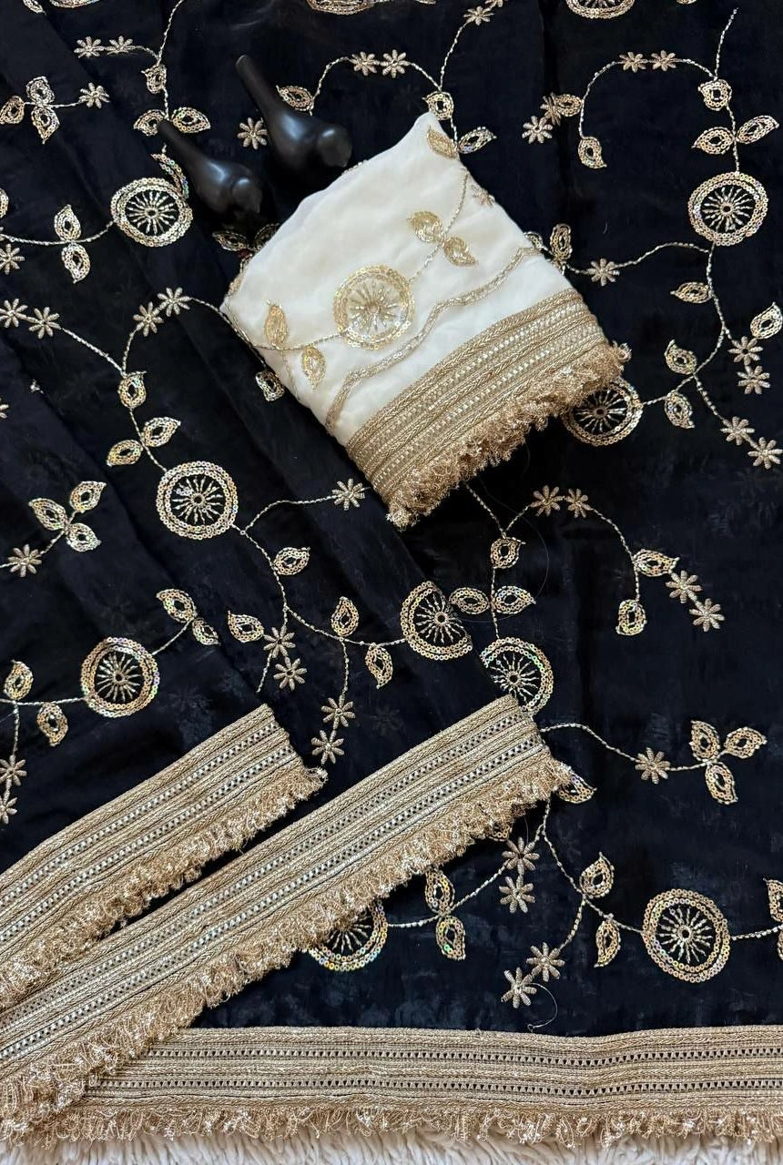 Ira Fendi Satin Embroidered Saree