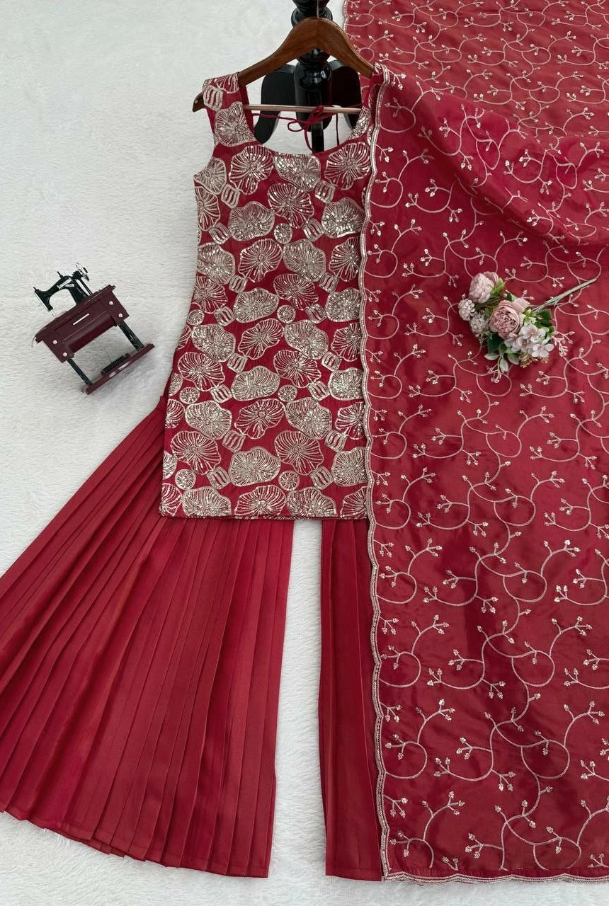 Rhea Shimmer Silk Sharara Set