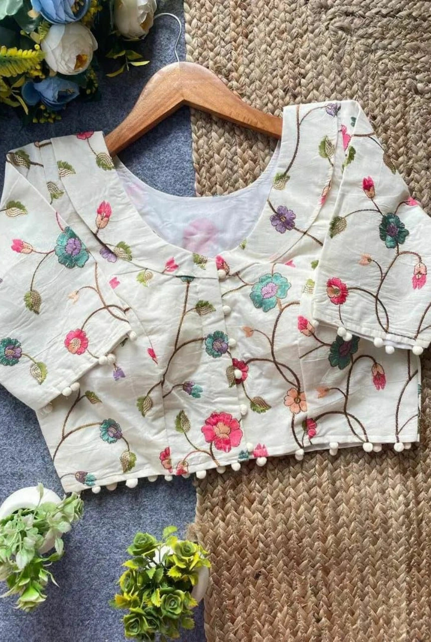 Elowen Embroidered Cambric Cotton Blouse