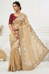 Heavy Soft Jimmy Choo Silk Saree with Sequins & Multithread Embroidery