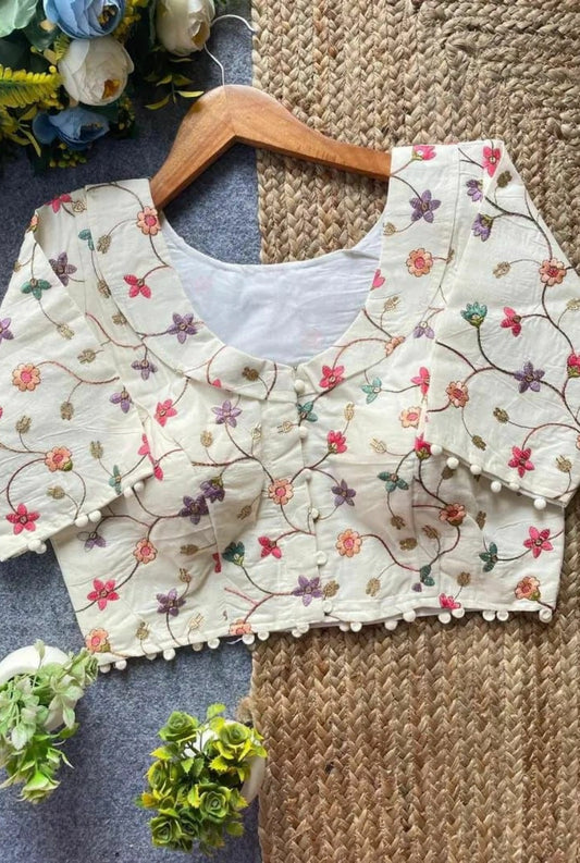 Elowen Embroidered Cambric Cotton Blouse