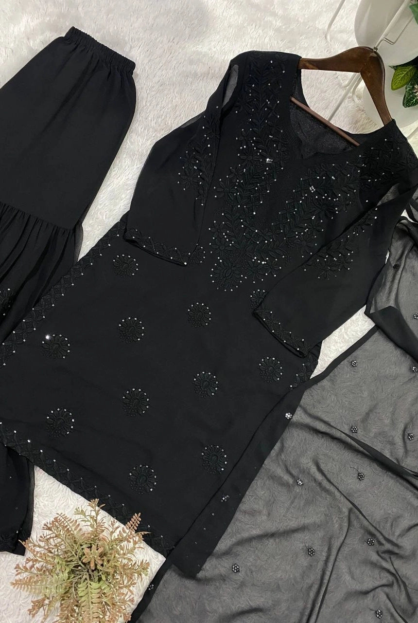 Noir Elan Sharara Set