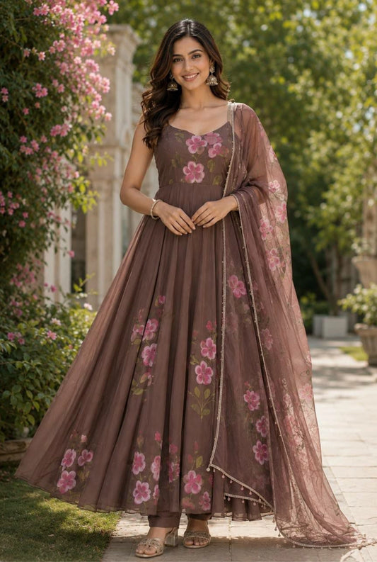 Gulriva Handpainted Anarkali Suit Set