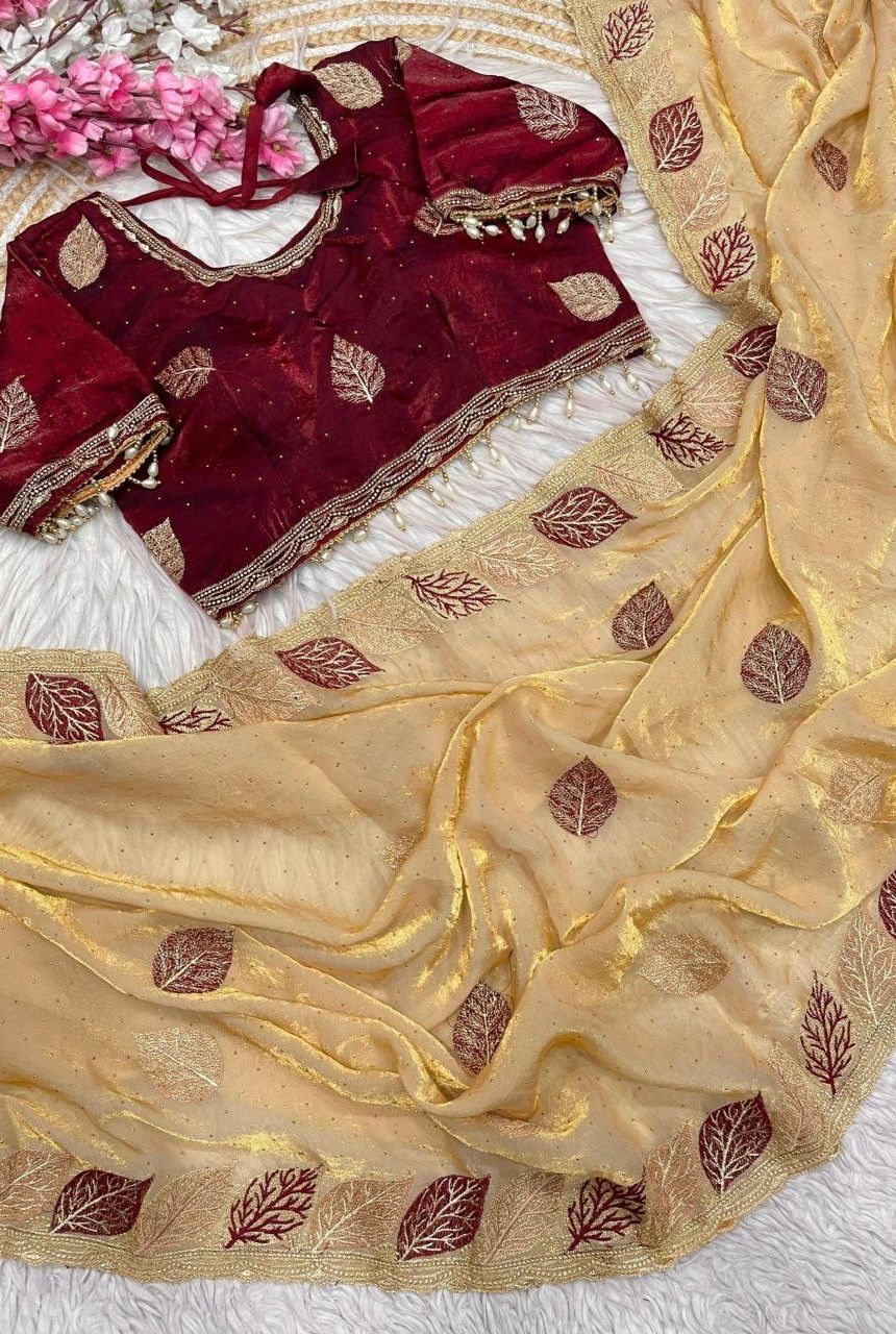 Fendy Satin Celebrity Embroidered Saree