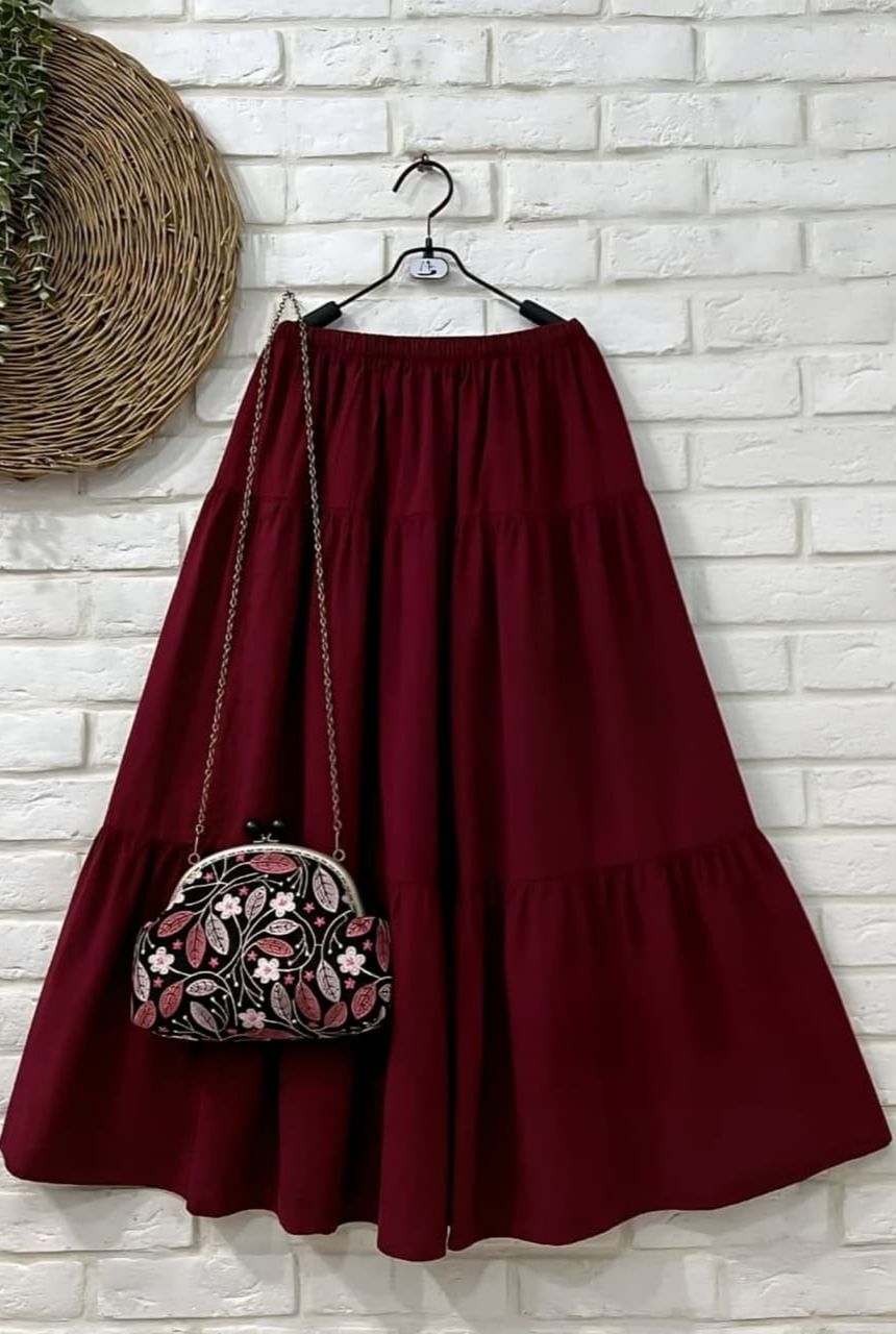 Maroon Aura Flowy Skirt
