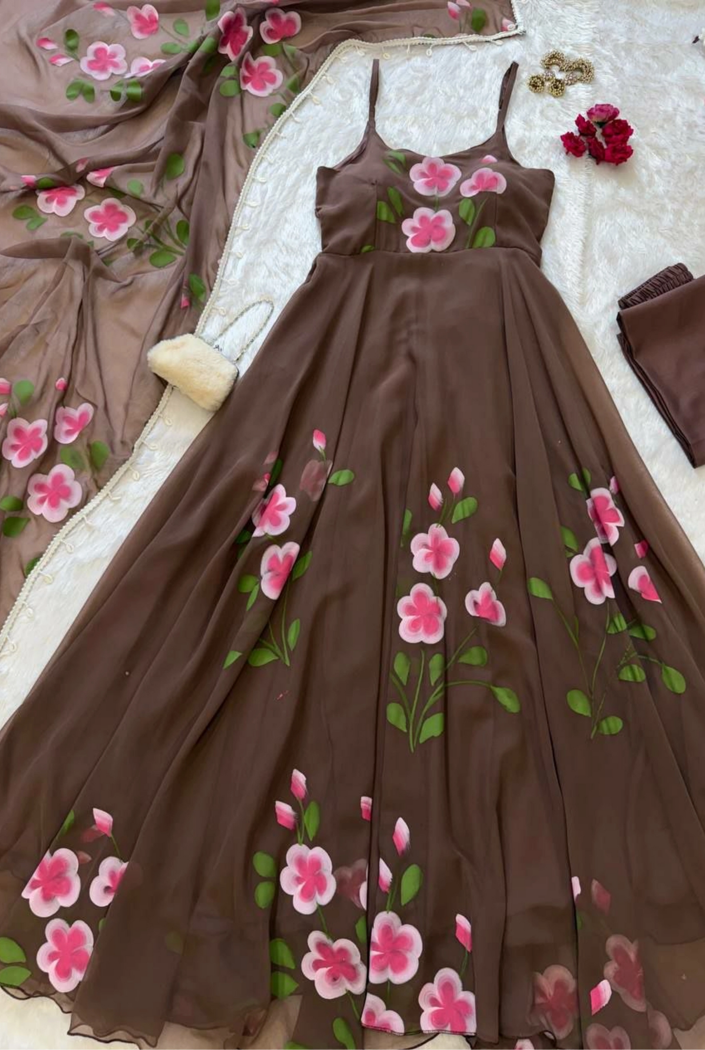 Gulriva Handpainted Anarkali Suit Set
