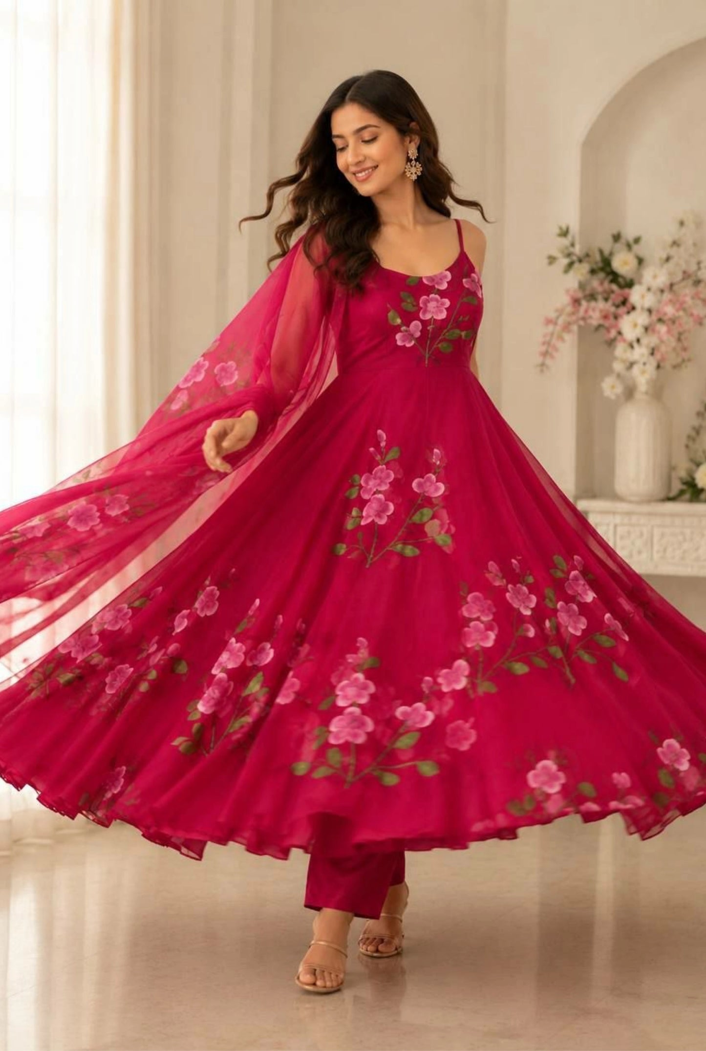 Gulriva Handpainted Anarkali Suit Set