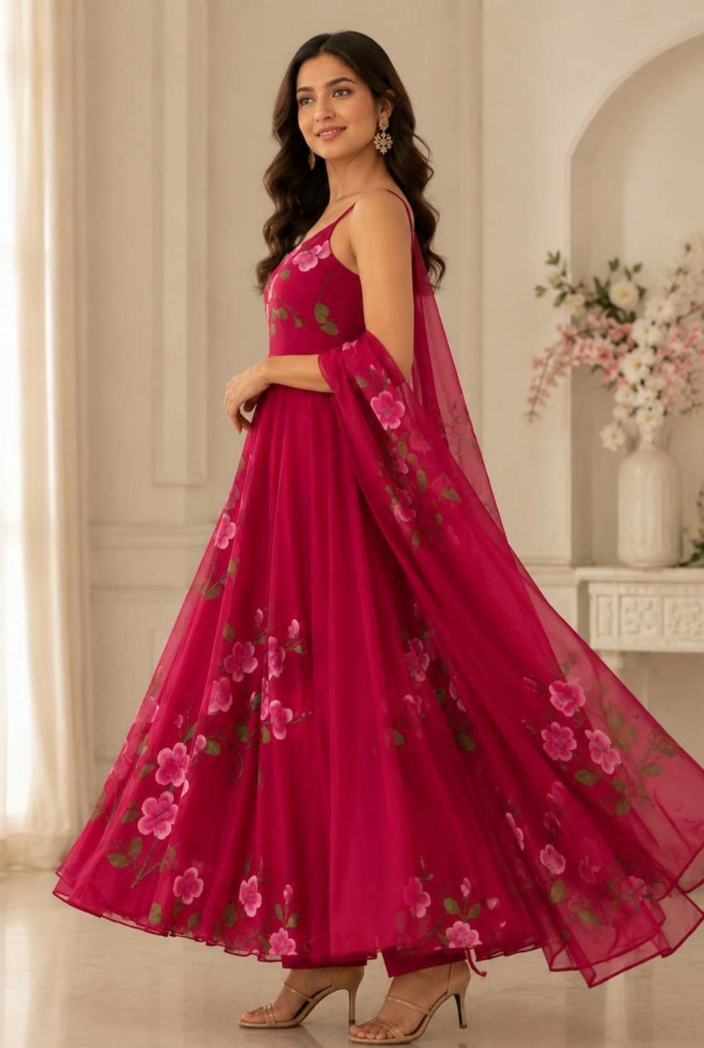 Gulriva Handpainted Anarkali Suit Set