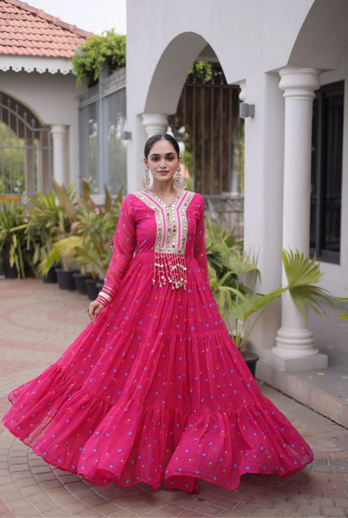 Rangmahal Leheriya Flare Gown