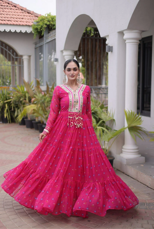 Rangmahal Leheriya Flare Gown