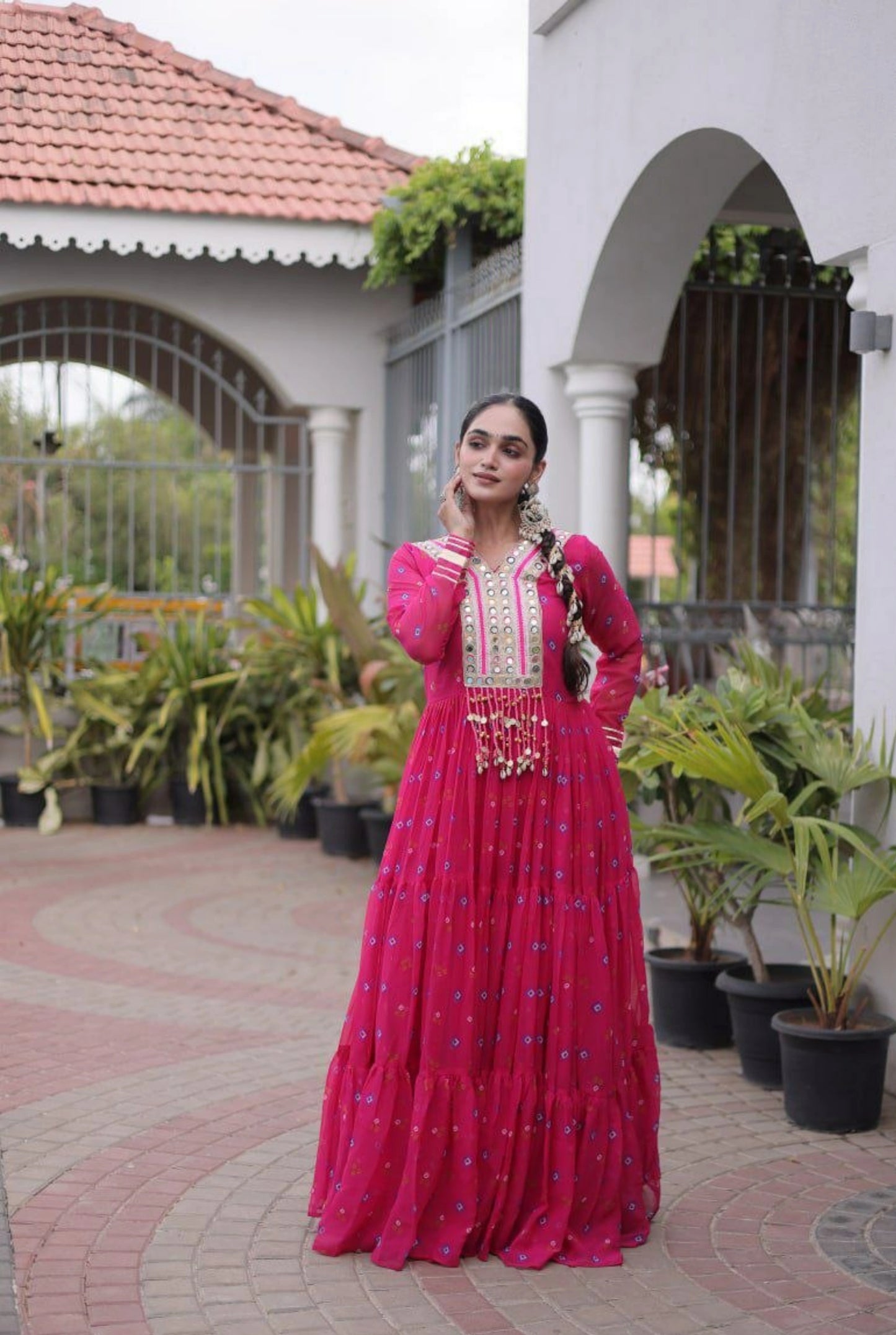 Rangmahal Leheriya Flare Gown