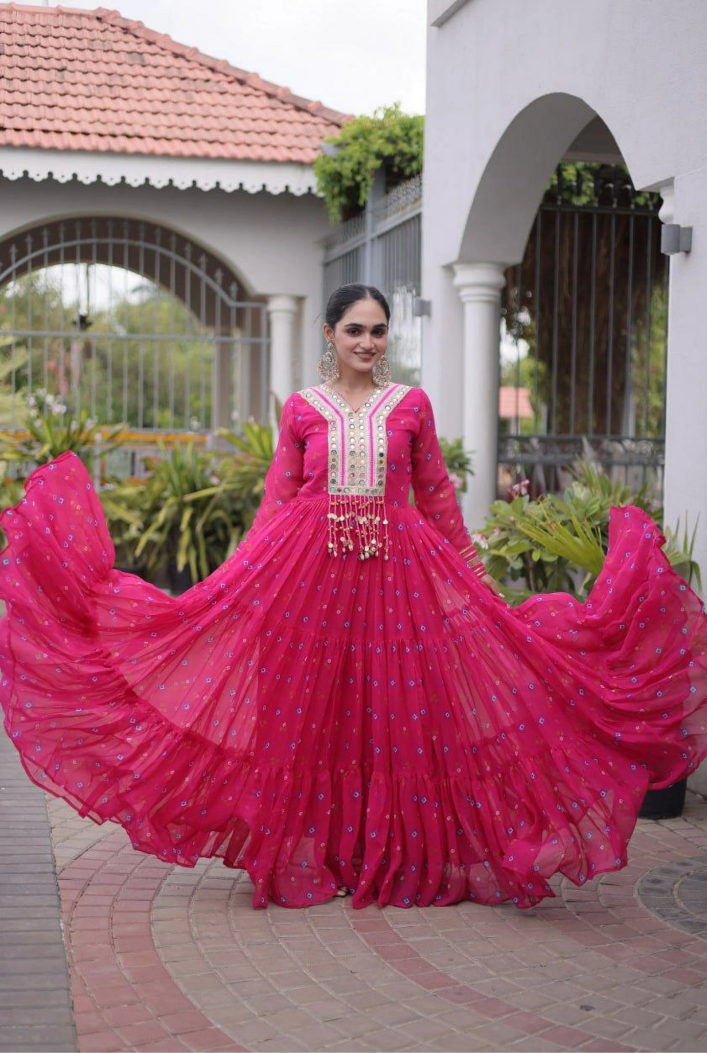Rangmahal Leheriya Flare Gown