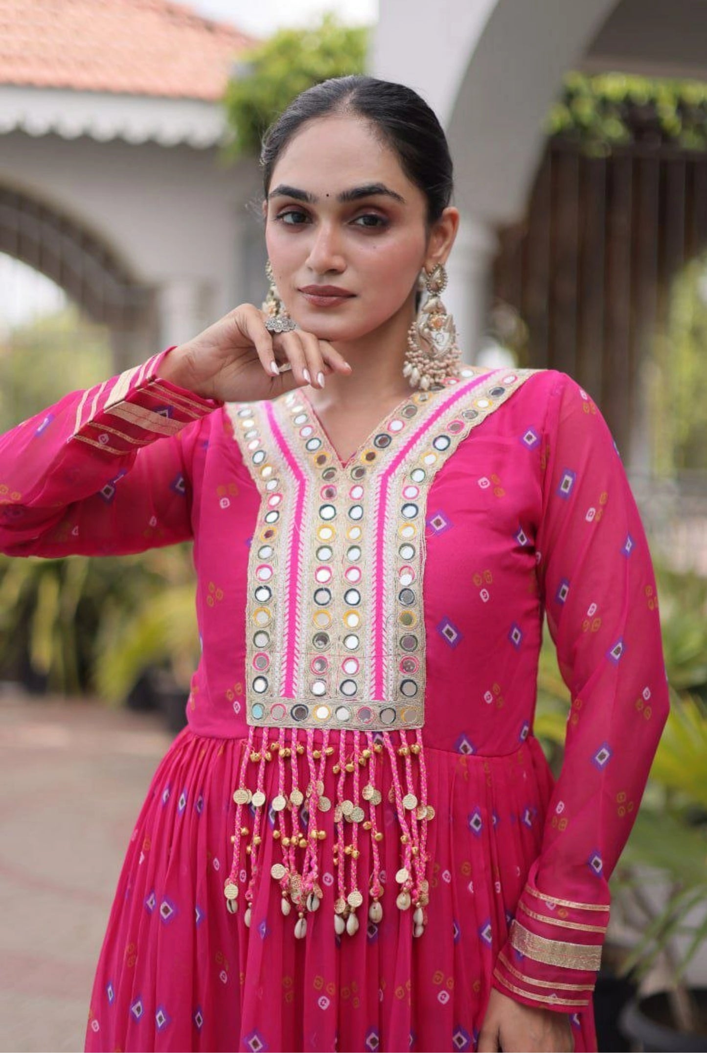 Rangmahal Leheriya Flare Gown