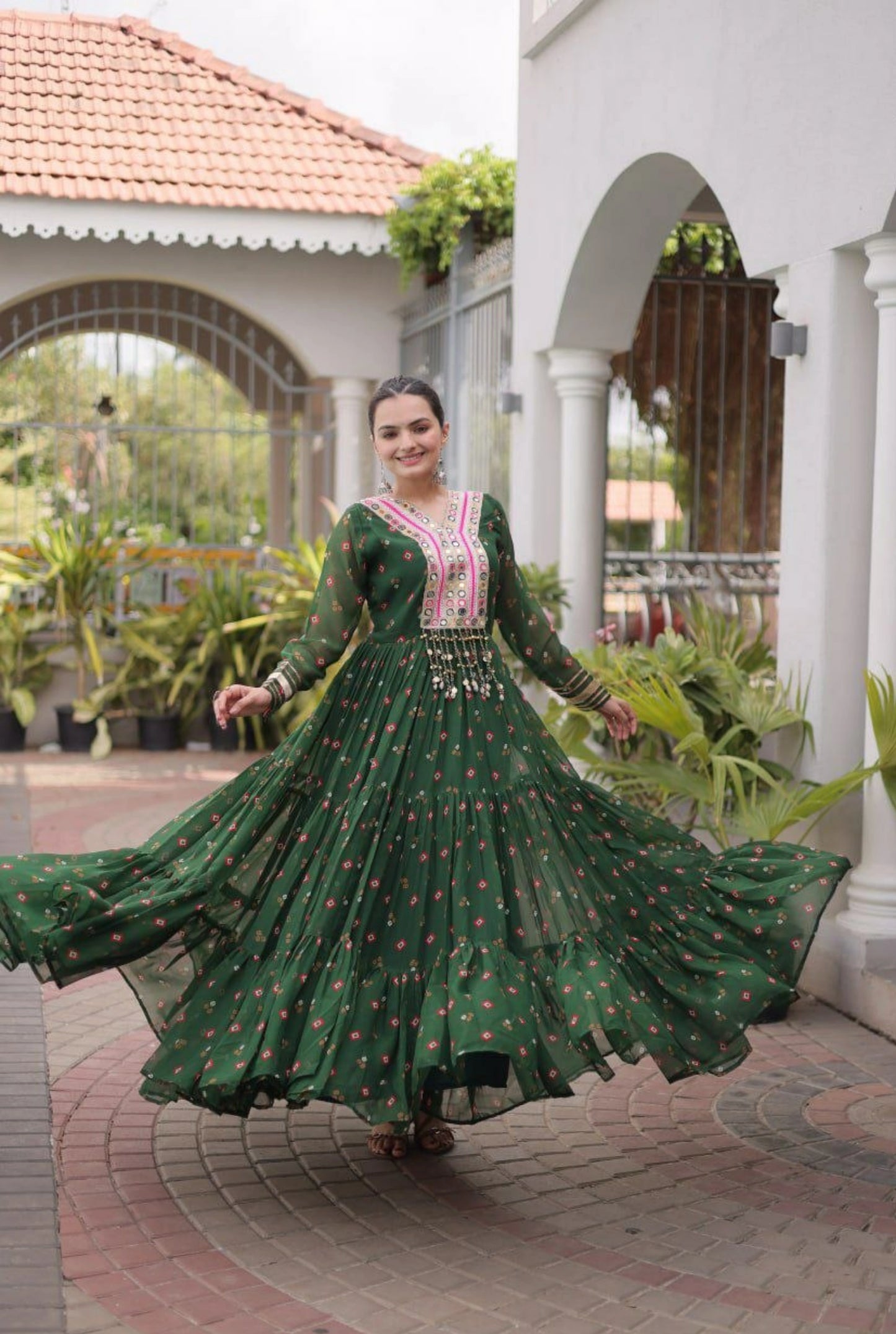 Rangmahal Leheriya Flare Gown