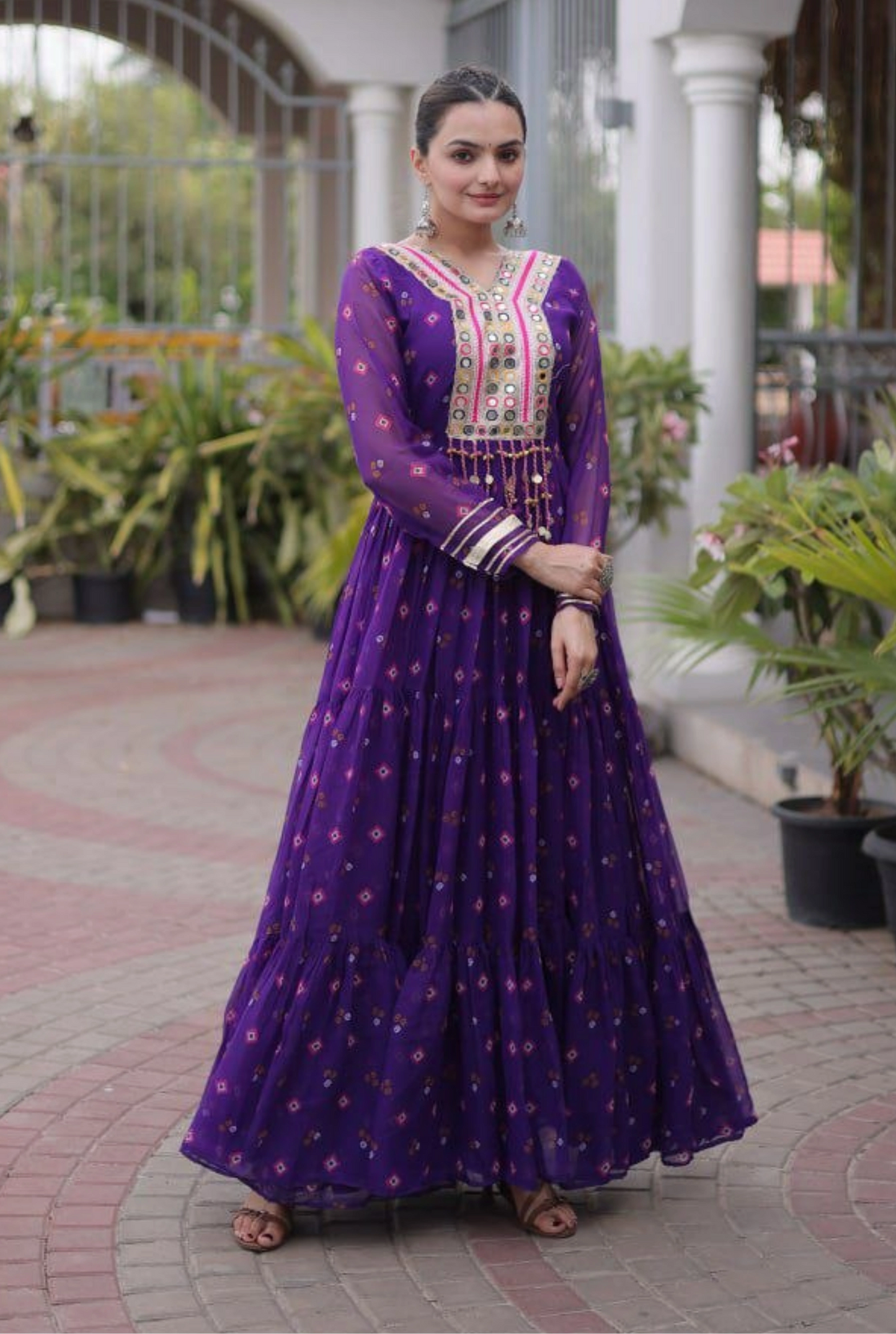 Rangmahal Leheriya Flare Gown