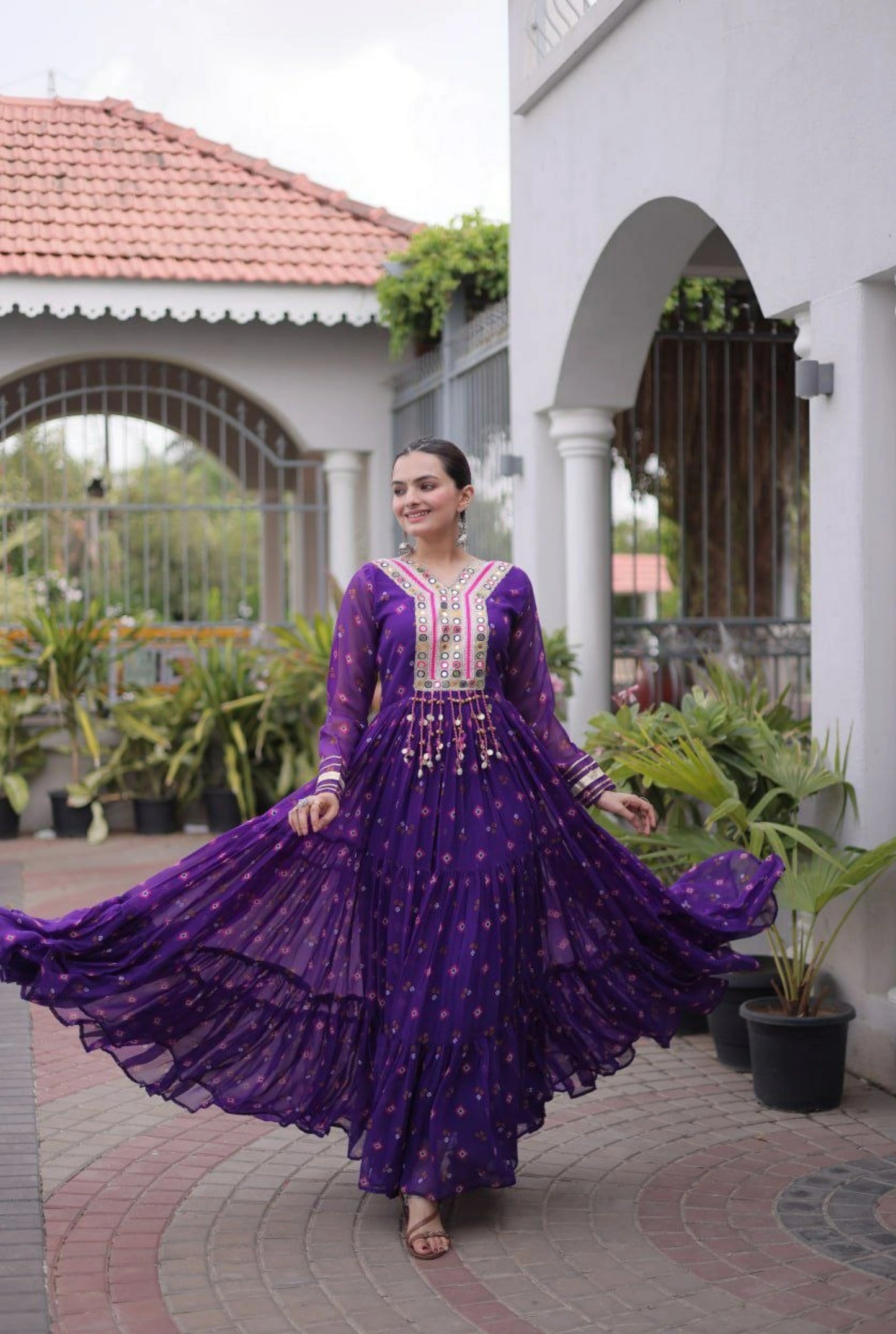 Rangmahal Leheriya Flare Gown