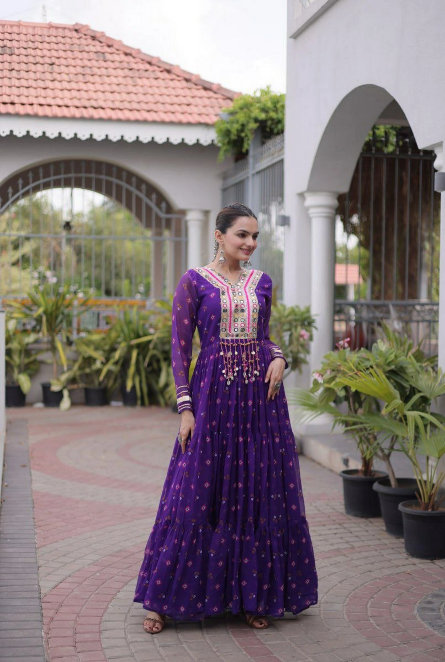Rangmahal Leheriya Flare Gown