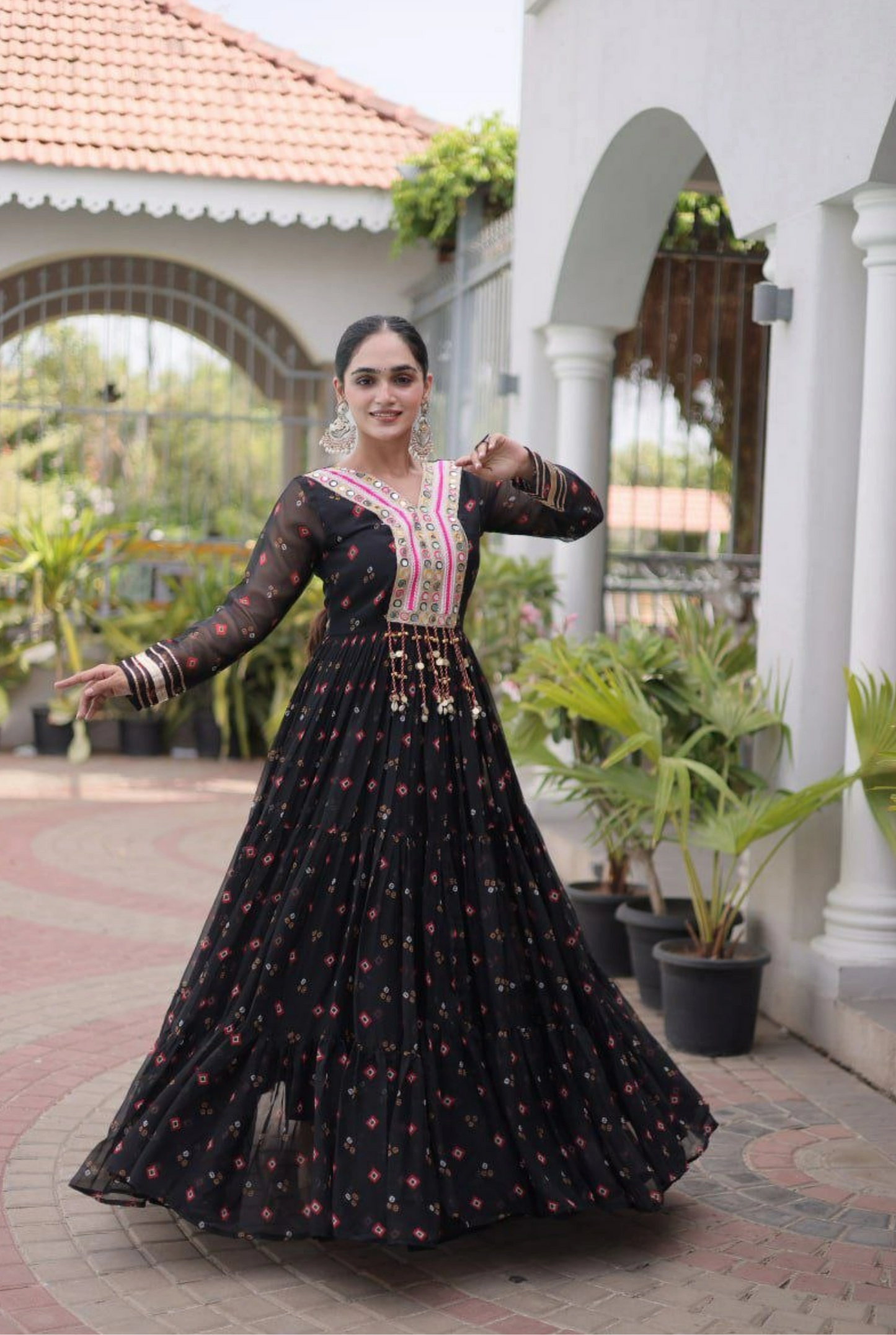 Rangmahal Leheriya Flare Gown