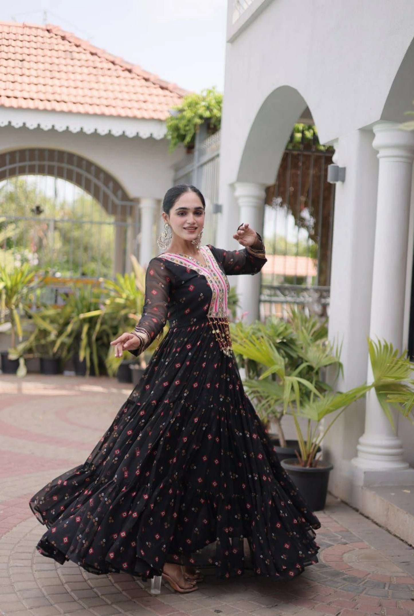 Rangmahal Leheriya Flare Gown