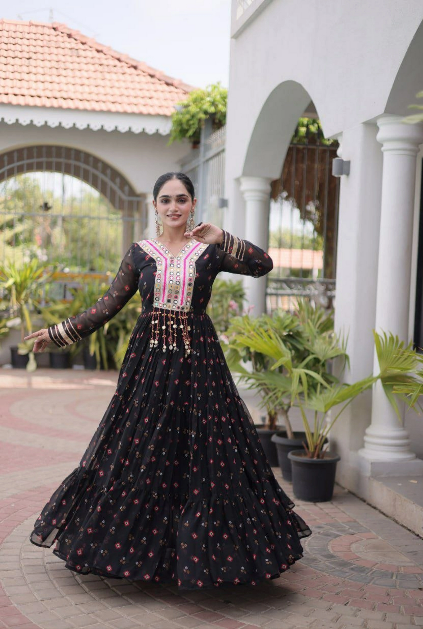 Rangmahal Leheriya Flare Gown