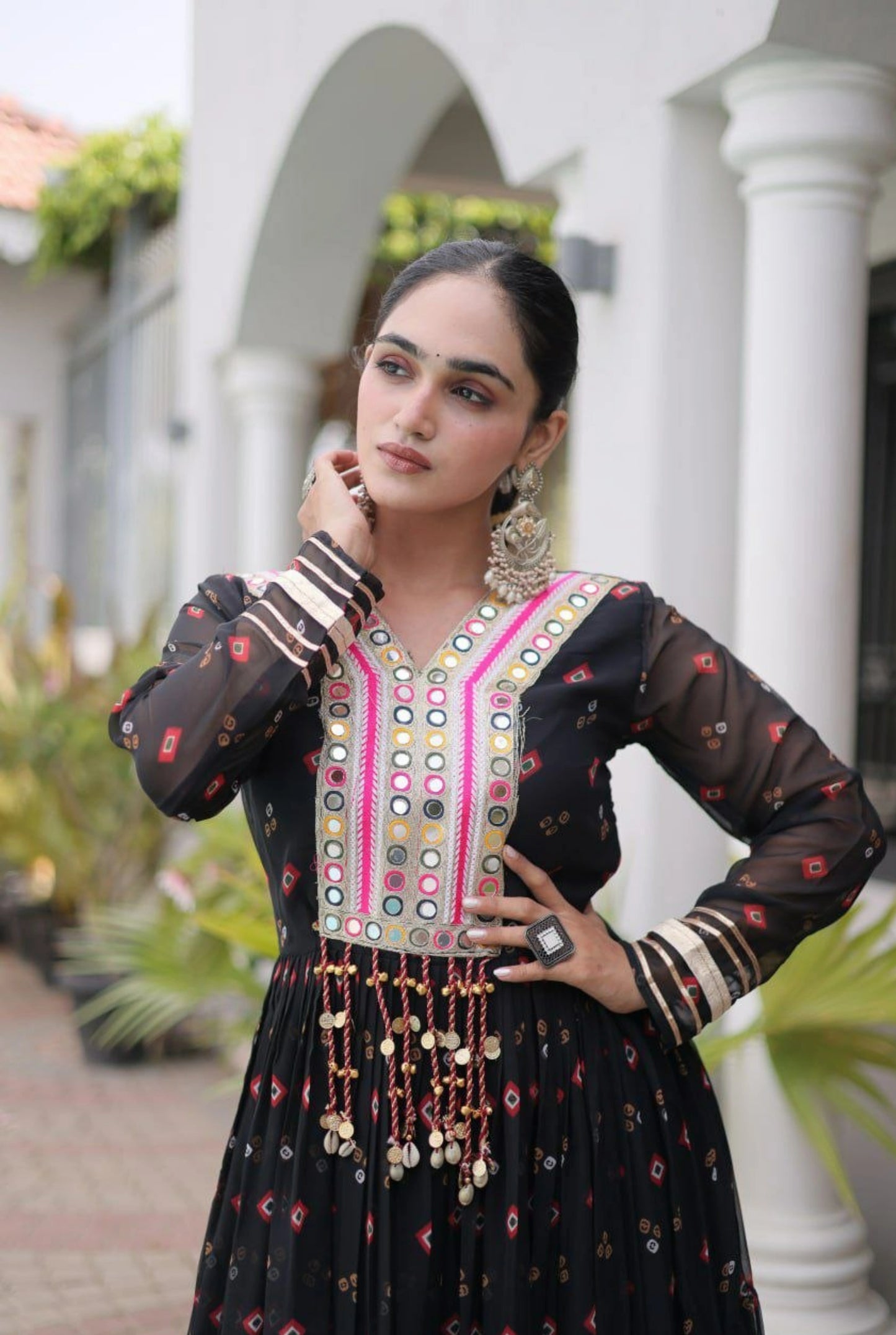 Rangmahal Leheriya Flare Gown
