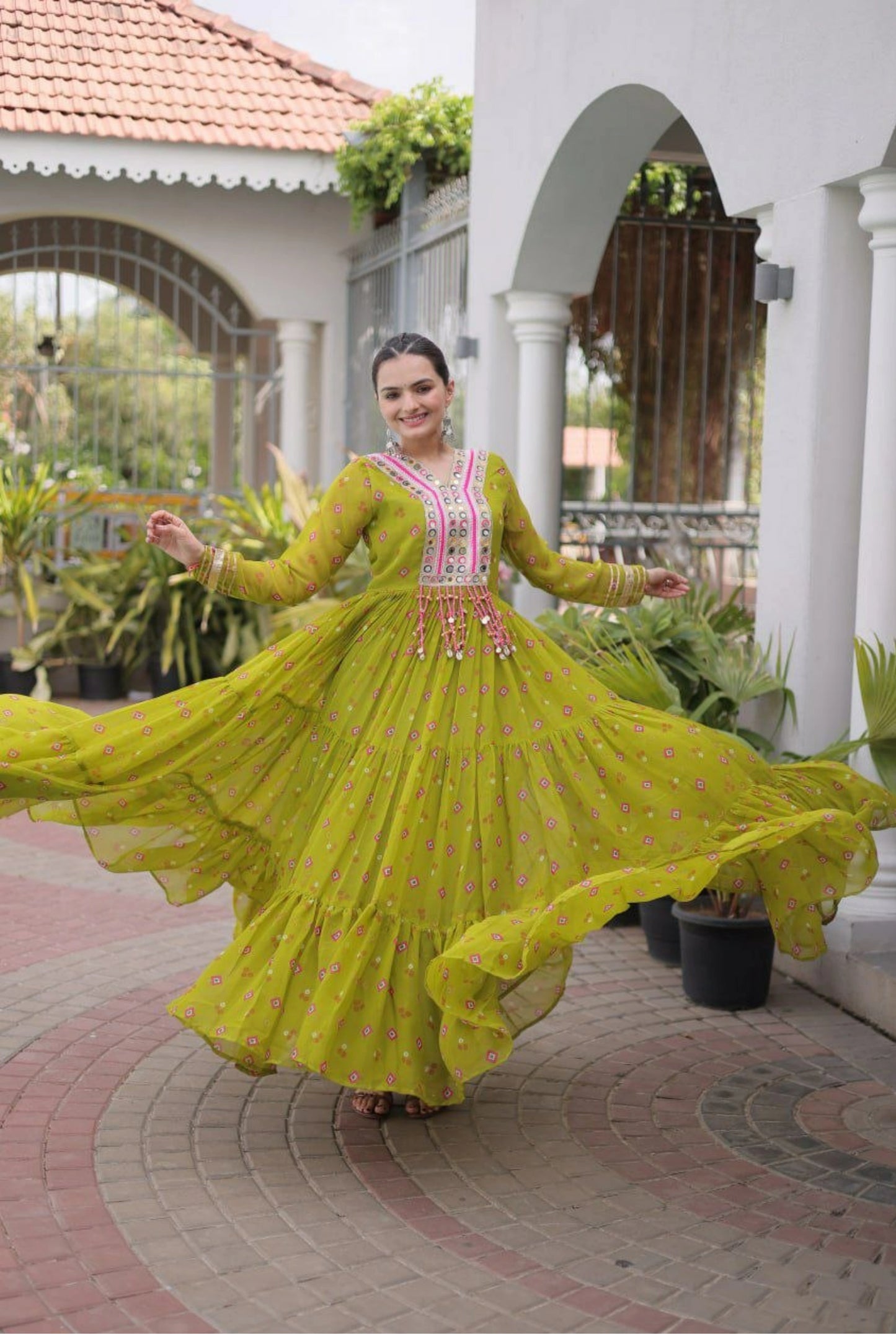 Rangmahal Leheriya Flare Gown