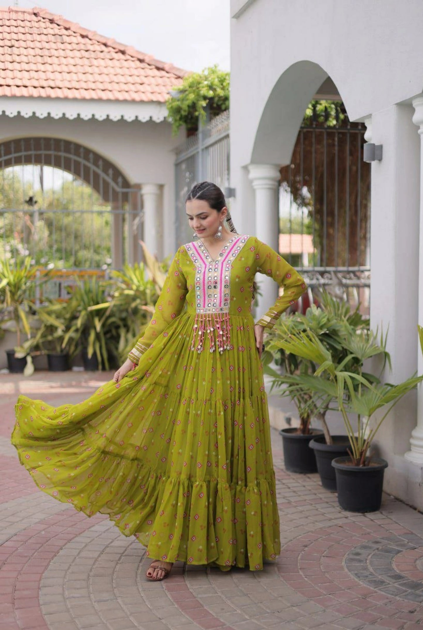 Rangmahal Leheriya Flare Gown