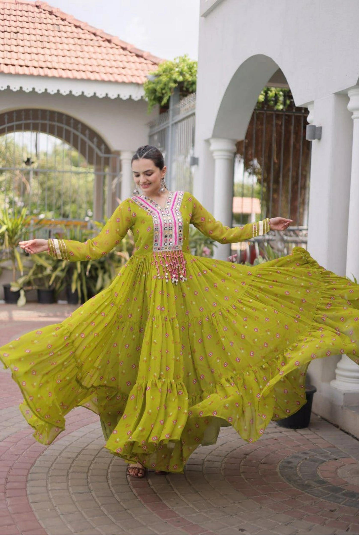 Rangmahal Leheriya Flare Gown