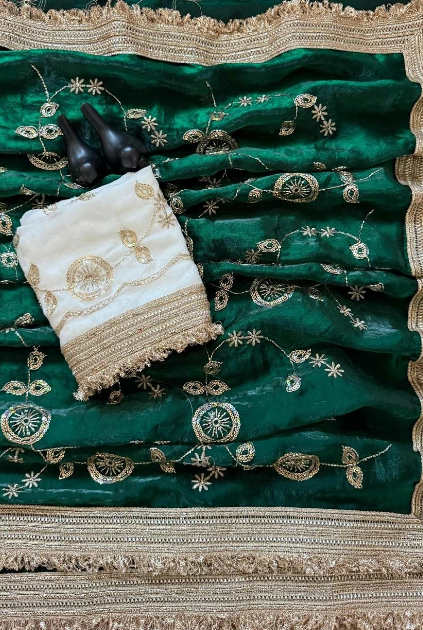 Ira Fendi Satin Embroidered Saree