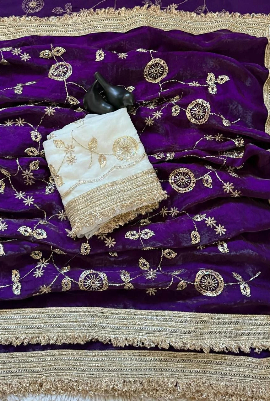Ira Fendi Satin Embroidered Saree