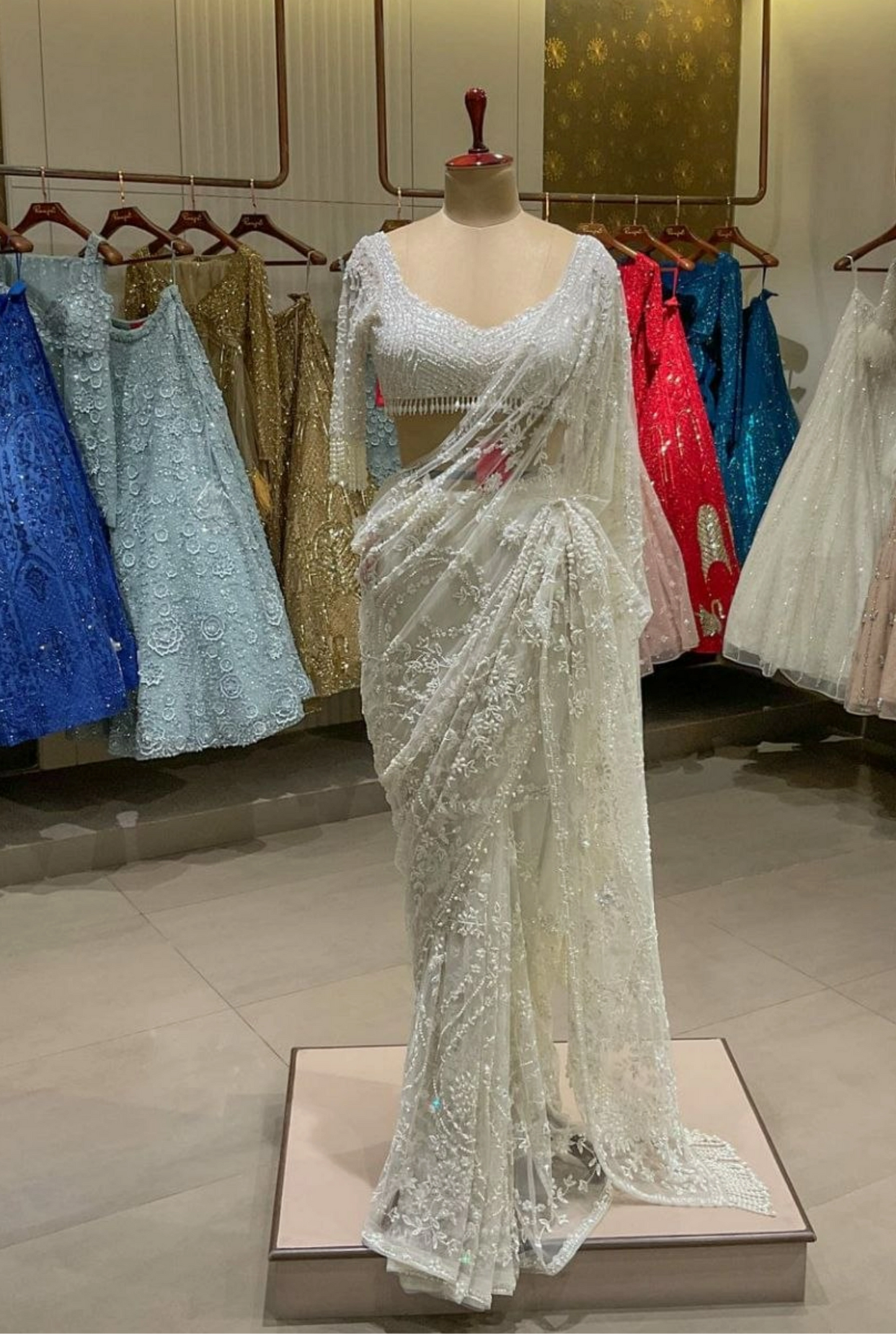 Eira Pearl Glow Net Saree
