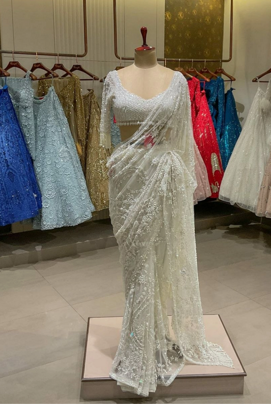 Eira Pearl Glow Net Saree
