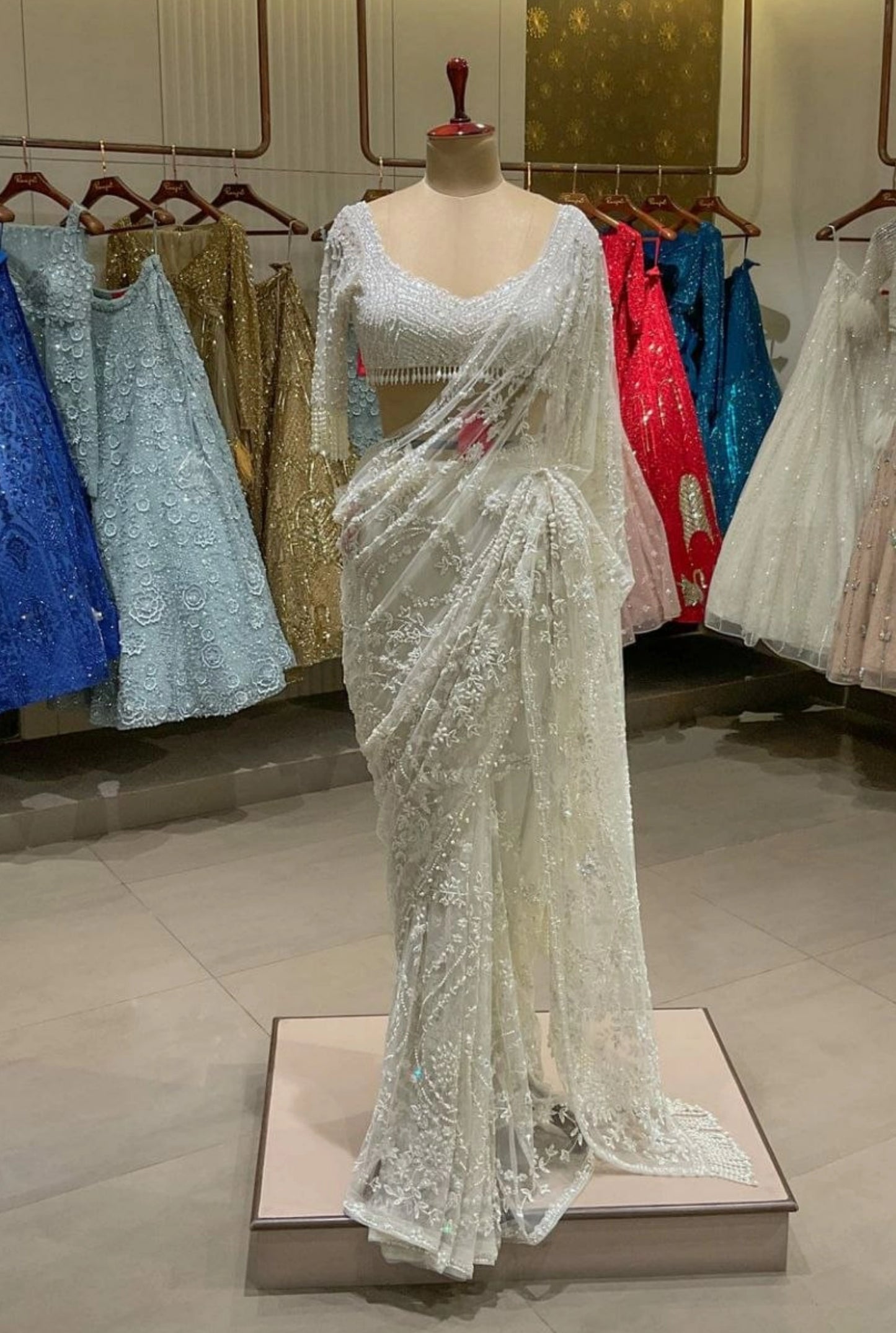 Eira Pearl Glow Net Saree