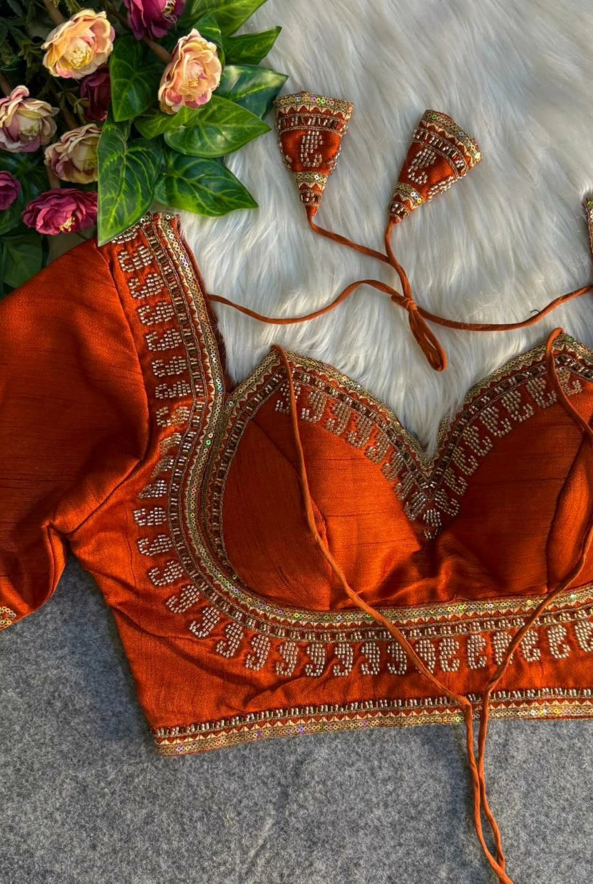 Zareefa Italian Silk Embellished Blouse