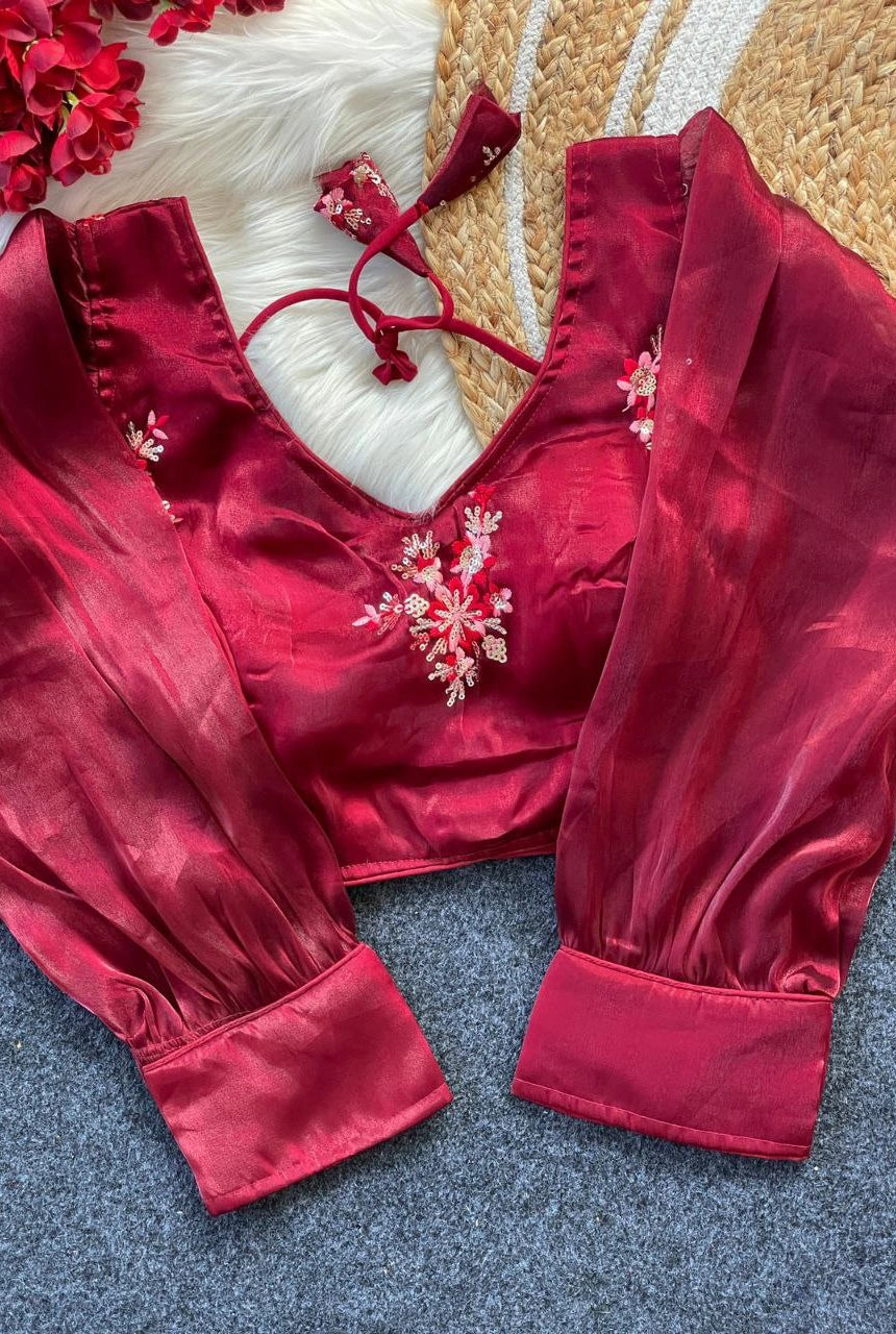 Zimira Organza Embroidered Blouse