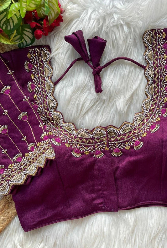 Meher Beads Work Roman Silk Blouse