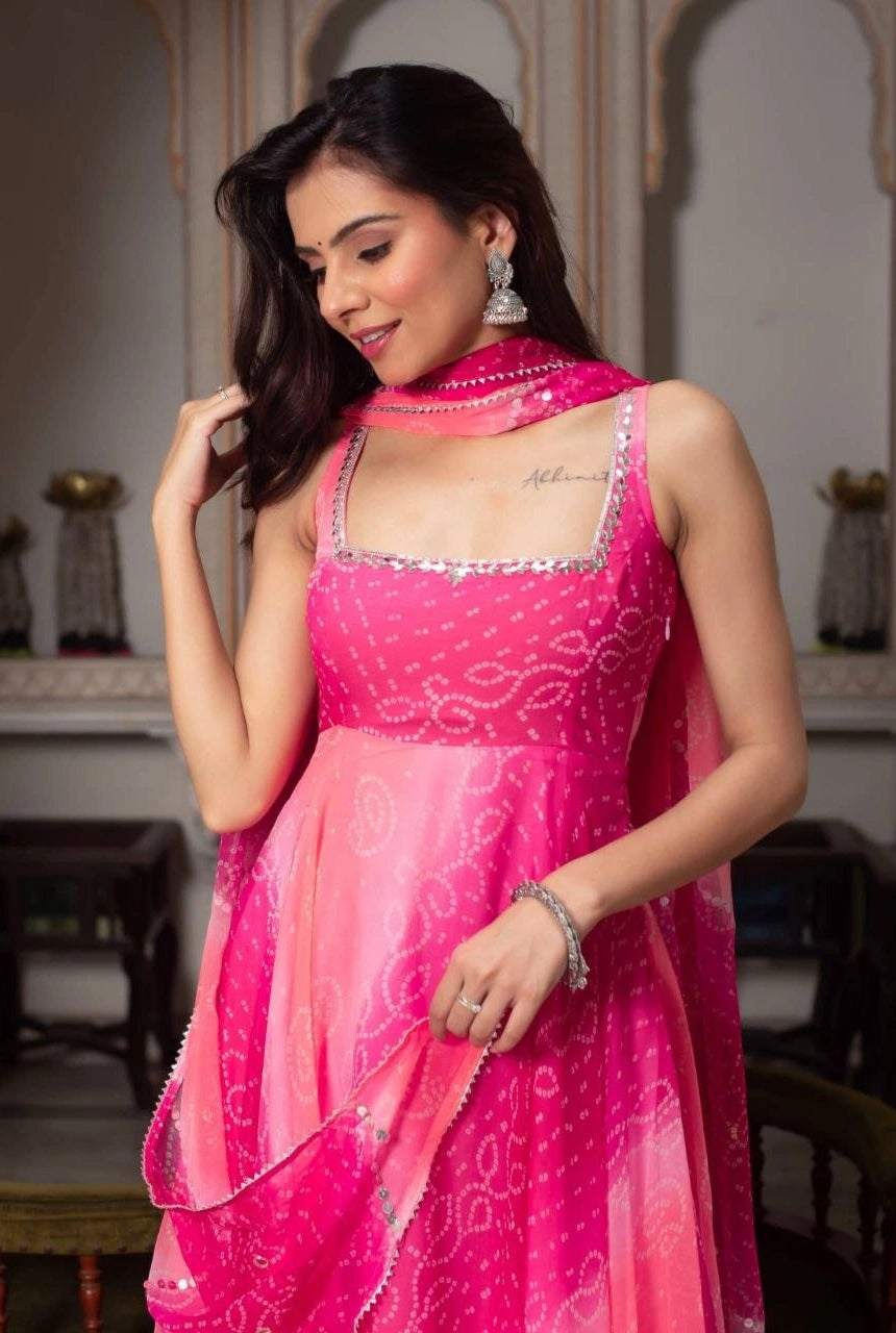 Noor Mirror Work Gown Set