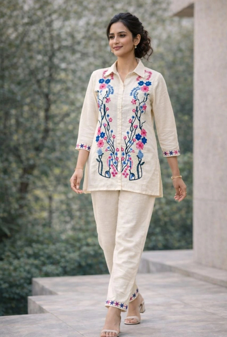 Embroidered Cotton Co-ord Set