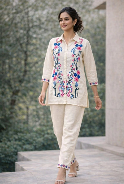 Embroidered Cotton Co-ord Set