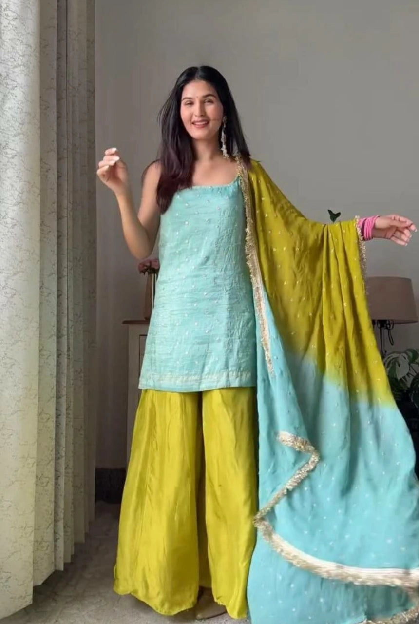Aabira Chinon Silk Palazzo Set