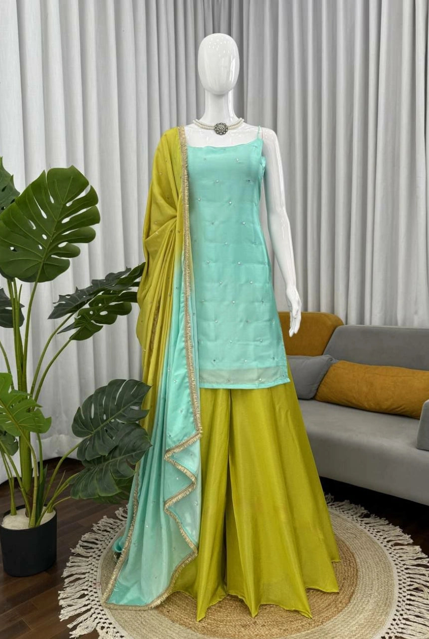 Aabira Chinon Silk Palazzo Set