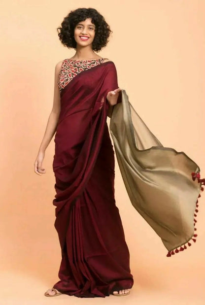 Vihana Contrast Border Mal Cotton Saree