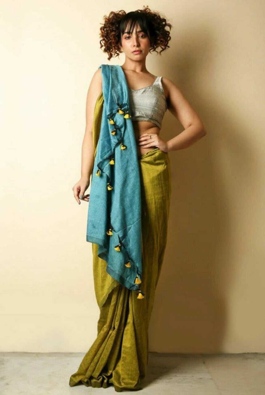 Vihana Contrast Border Mal Cotton Saree