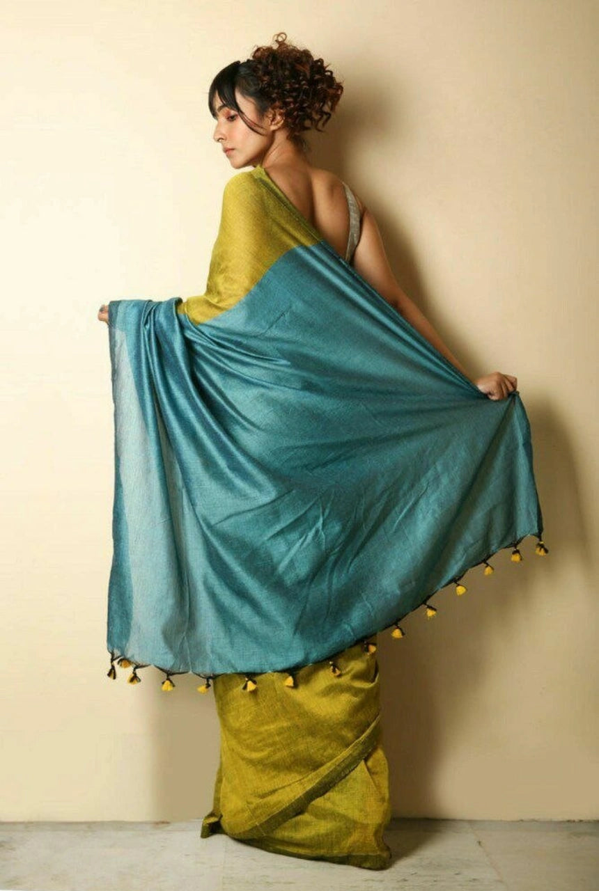 Vihana Contrast Border Mal Cotton Saree