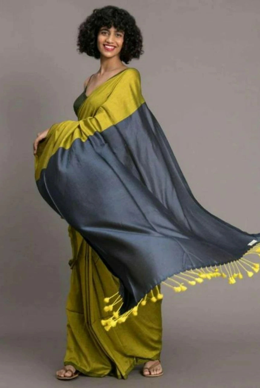 Vihana Contrast Border Mal Cotton Saree