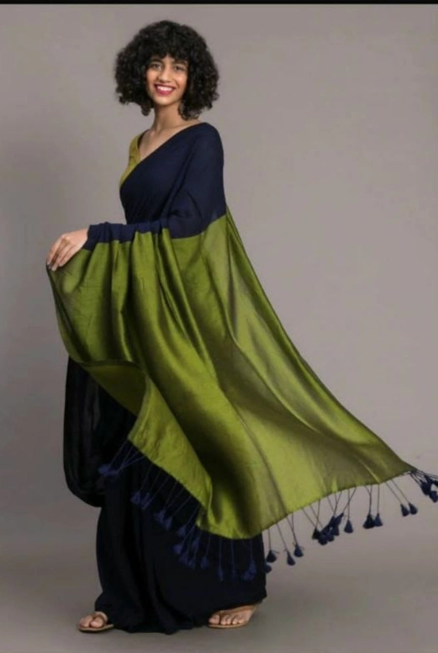 Vihana Contrast Border Mal Cotton Saree