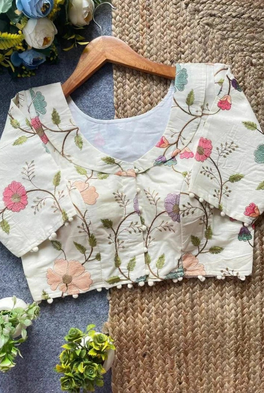 Elowen Embroidered Cambric Cotton Blouse
