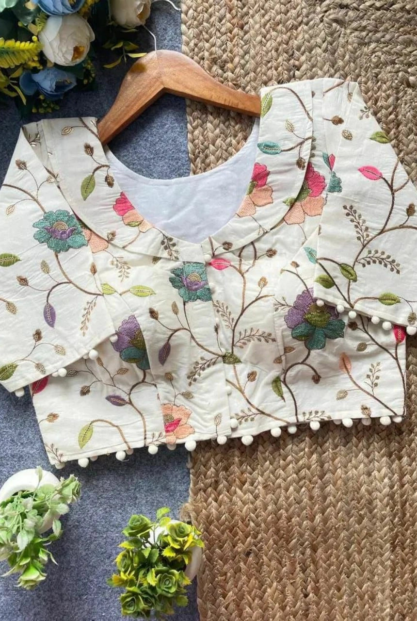 Elowen Embroidered Cambric Cotton Blouse