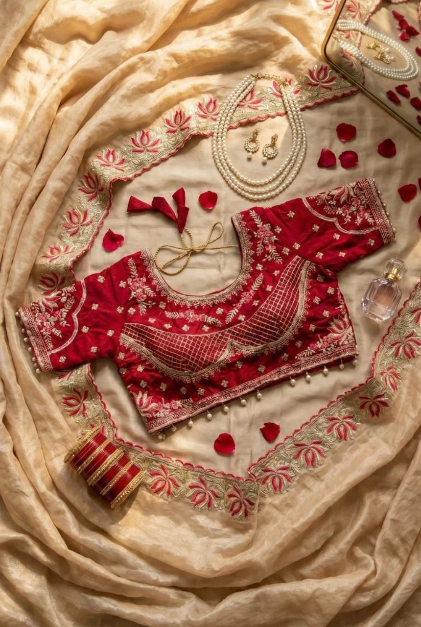 Kamalini Meenakari Embroidered Satin Saree