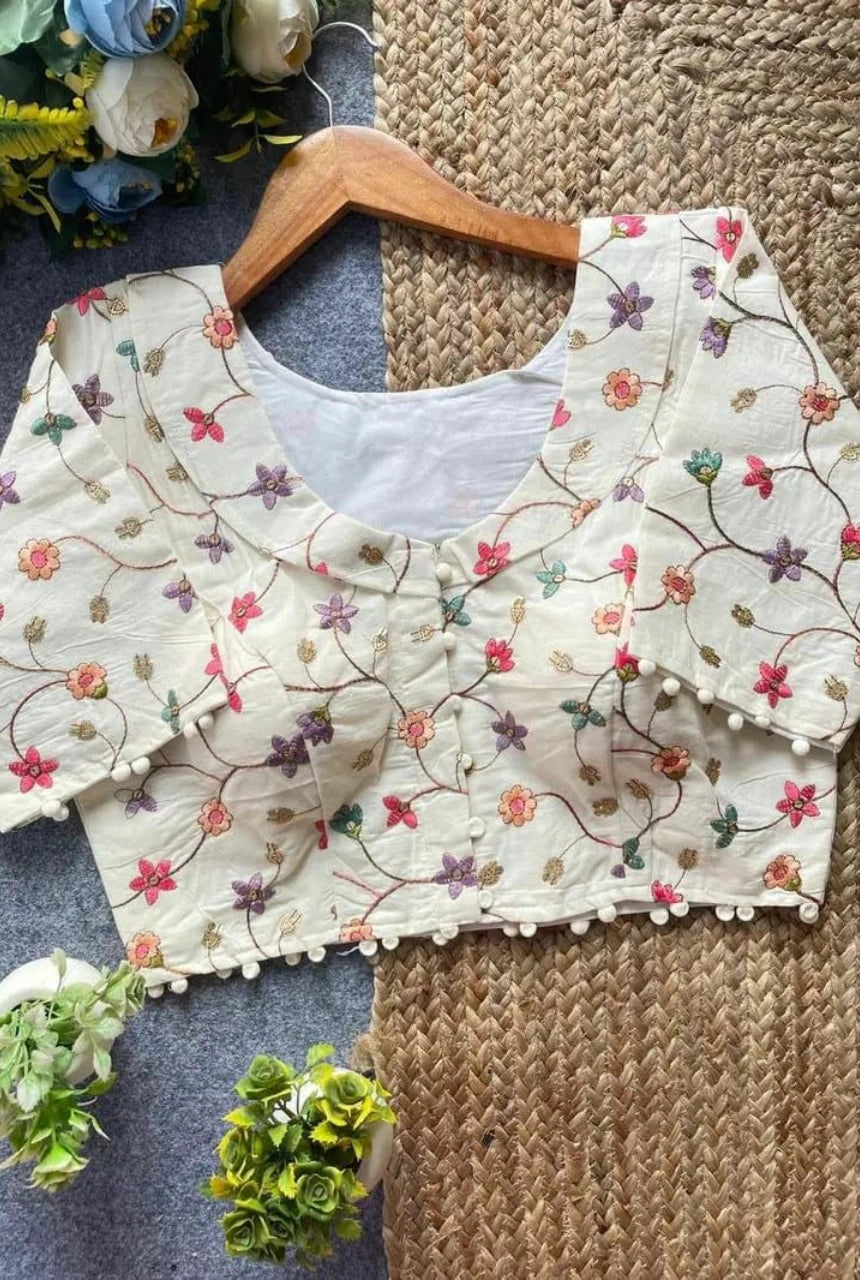 Elowen Embroidered Cambric Cotton Blouse